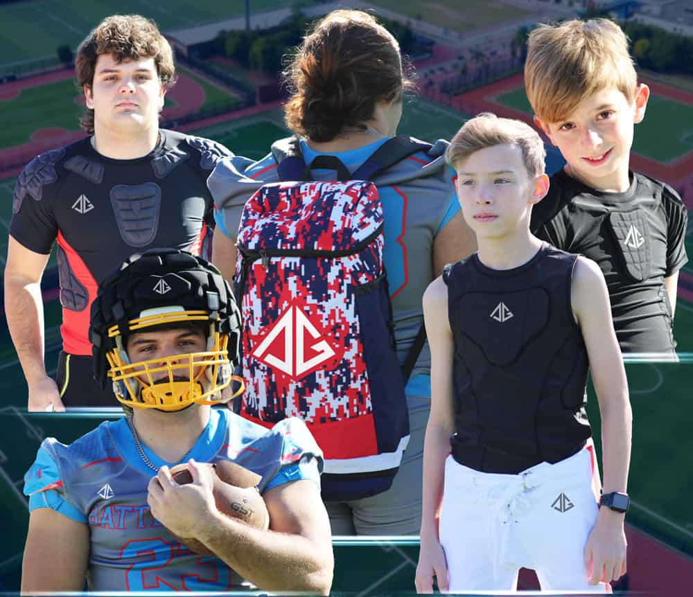 Black protective football gear for youth athletes and games, featuring lightweight padding, designed for optimal safety and comfort. Perfect for flag football, school leagues, and youth sports teams.